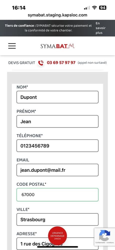 Envoi de votre demande